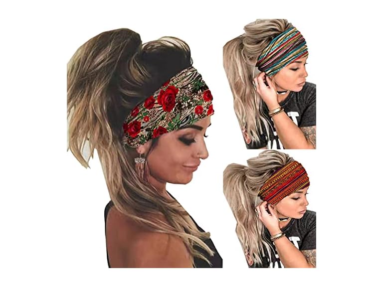 3 Pack Women's Elastic Sports Headband
