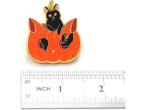 Cat Enamel Pin Pumpkin Black Cat