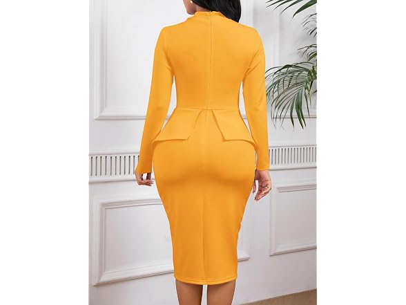 WanMem Women (L) Formal Bodycon Peplum Party Dress