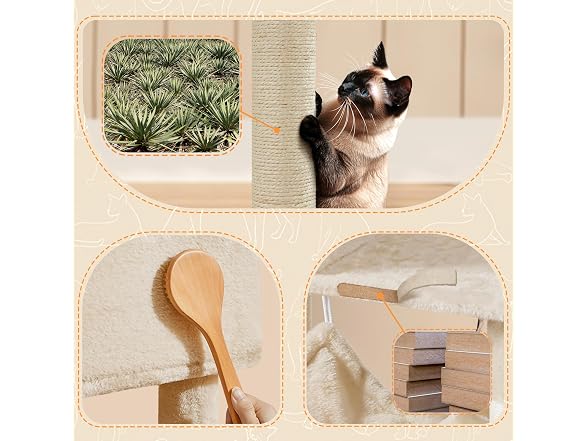 Yaheetech 64.5in Cat Tree for Large Cats, Beige