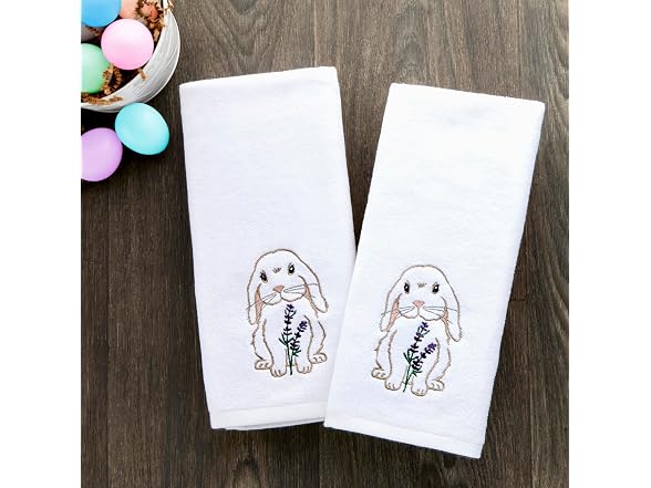 SKL Home Easter Bunny Lop 100% Cotton Embroidered 2pc