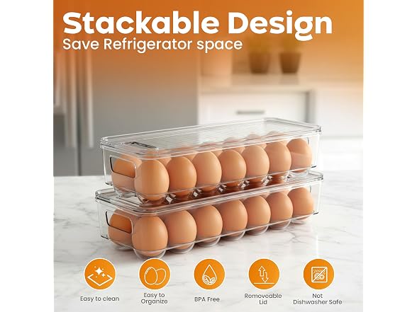 Utopia Home Egg Container With Lid and Handle for
