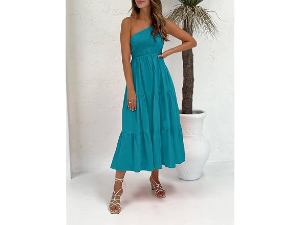 Zcsia Women (S) Summer Boho One Shoulder Dress
