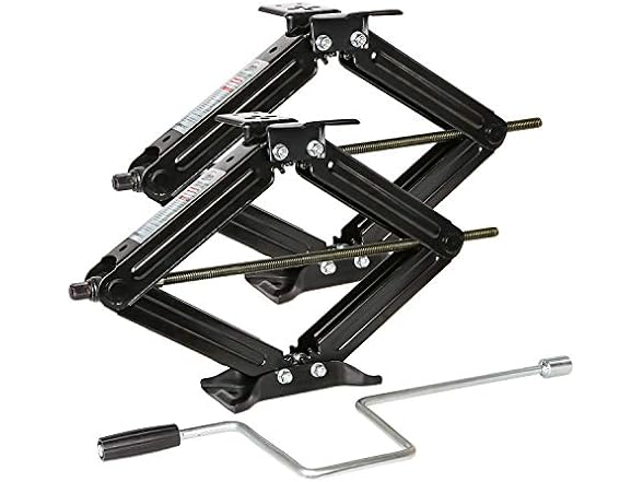 Weize Camper RV Trailer Stabilizer Leveling Scissor Jacks with Handle -24"- 6500lbs - Set of 2 (Open Box)