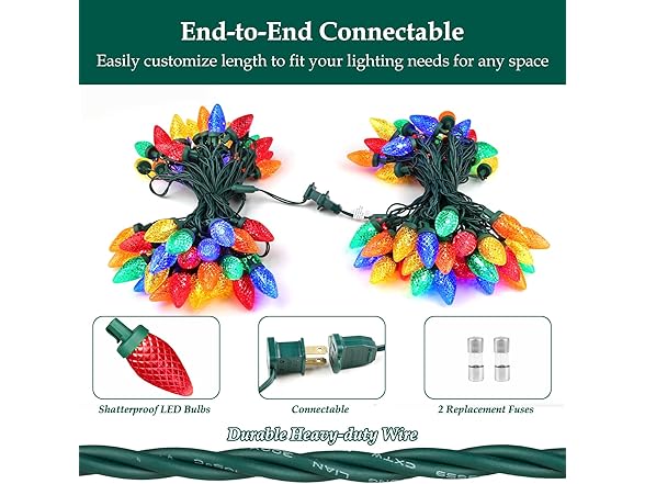 C9 LED Christmas Lights, 67FT 100 Bulbs