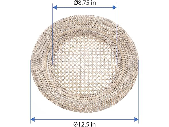 KOUBOO Round Rattan Charger Plate, White Wash (Pack of 2)