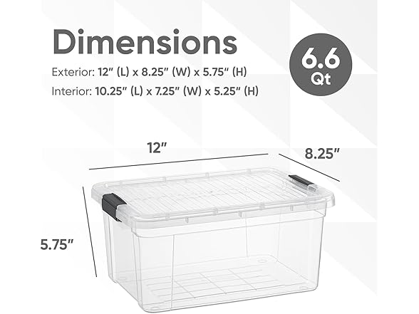 Superio Small Clear Storage Box with Lid, 6.6 Quart 10 Pack
