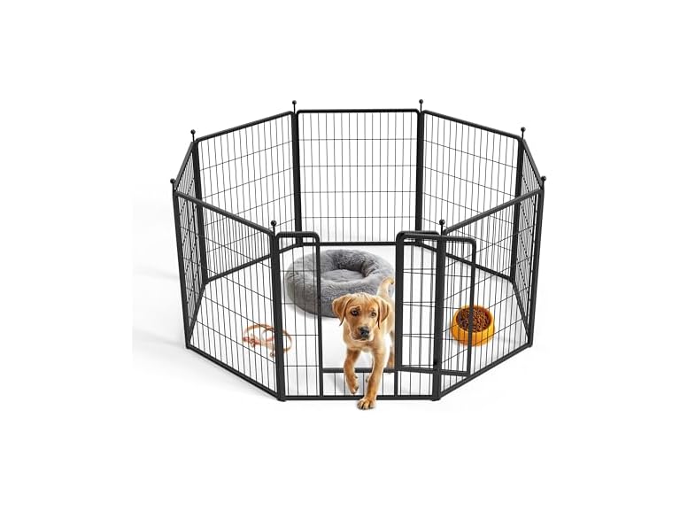 InfiniPower Dog Playpen for Yard, RV, Camping, 24 Inch 16 Panels Play Pen Indoor, Heavy Duty Indoor Outdoor Exercise Dog Pen for Puppies/Small Dogs, Black