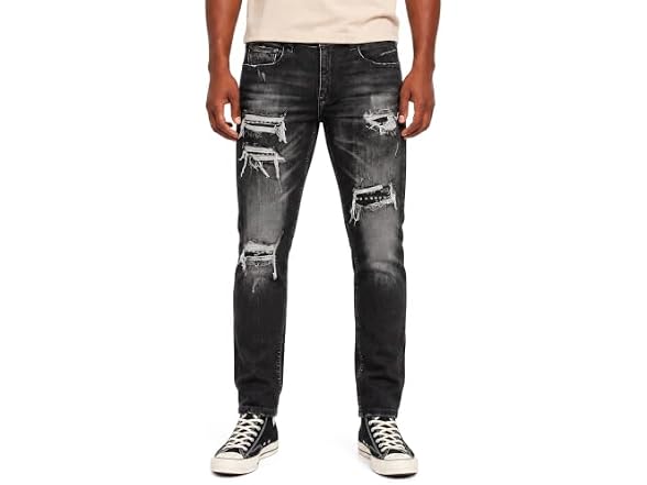 Blukraf Mens Slim Fit Stacked Jeans