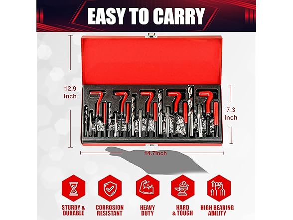 131PCS Helicoil Metric Thread Repair Tool Kit