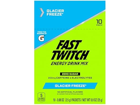 10PK Gatorade, Fast Twitch Energy Drink Mix Glacier Freeze