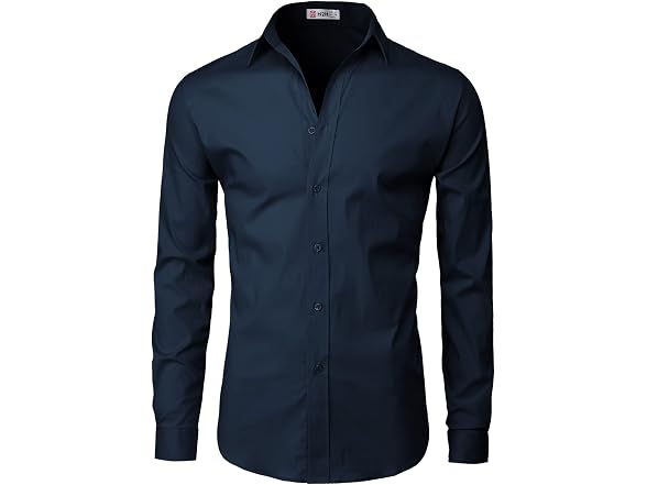 H2H Men (S) Casual Slim Button Down Spandex Shirts