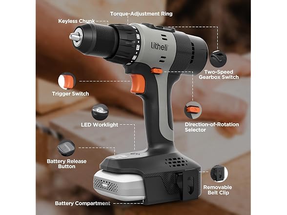 Litheli 20V Cordless Drill Driver Set