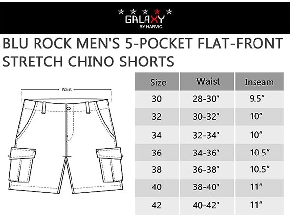 2Pk Asst Mens Stretch Chino Shorts