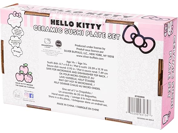 Hello Kitty Strawberries and Bows Kawaii Ceramic Sushi Set