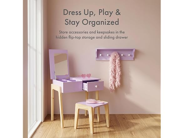 Humble Crew Kids Vanity Set with Mirror and Stool, Toddler Vanity
