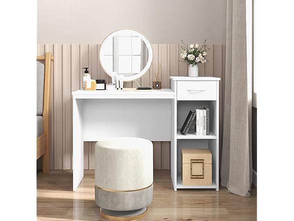 Tangkula White Desk with Drawer