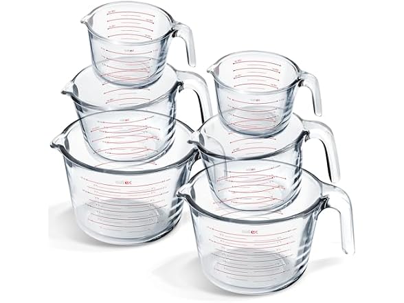 Eatex Glass Measuring Cups Set of 6 - Liquid