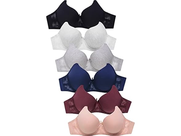 6Pk Womens Basic Plain Bras (Michelle)