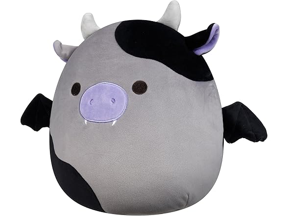 Squishmallows Original 12" Bridgette Grey and Black Cow Bat