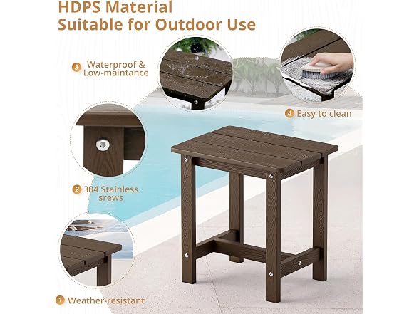 Outdoor Side Table, HDPS Small Outdoor