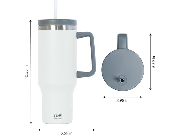 Glad Pioneer Stainless Steel Tumbler 40oz, Grey