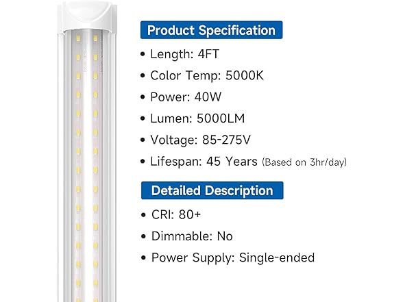 (40 Pack) SHINESTAR 4FT Led Shop Lights