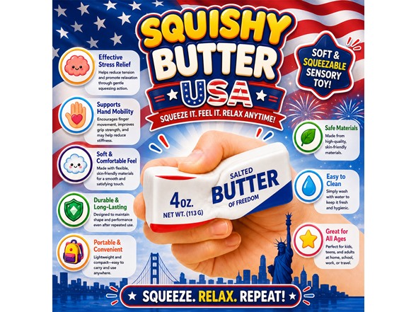 Twilight Squishy Sensory Toys Jumbo Butter USA, 3PK