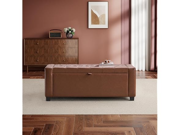 Storage Ottoman Bench, Upholstered