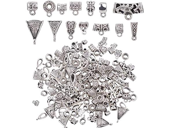 Tibetan Silver Mixed Bail Tube Beads