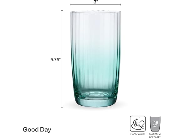 Darbie Angell Good Day Set of 4 Highball Tall Glasses Teal