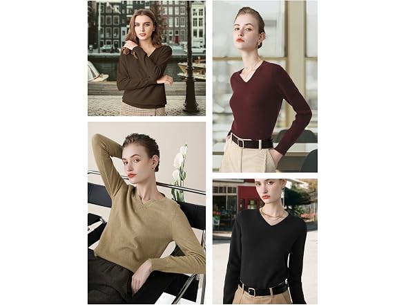 Altairega Women (14) V-Neck Pullover Slim Shirts