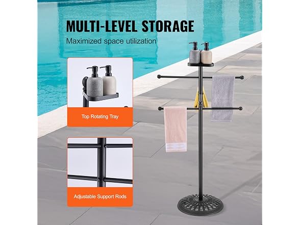 Towel Rack, 3 Bars Outdoor Towel Holder