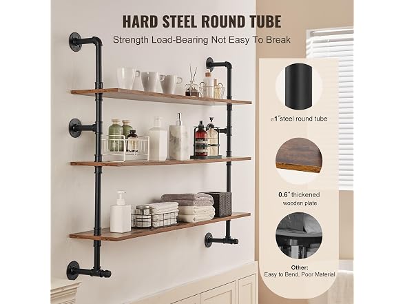Industrial Pipe Shelf, 2 Tier 24x7.87in