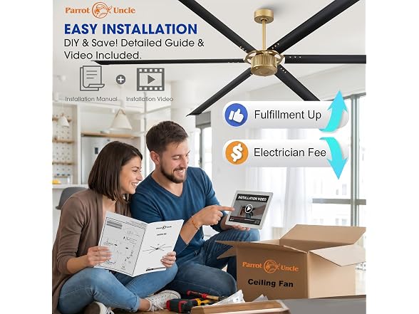 Parrot Uncle 96 Inch Industrial Ceiling Fan