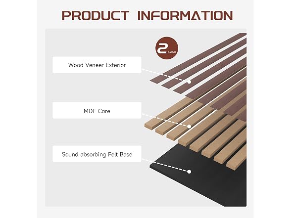 POHARE Wood Slat Wall Panels 2Pk Walnut