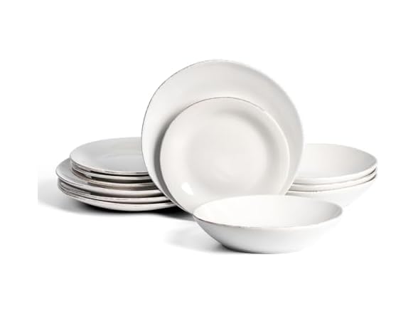 Stone Lain Essence 12-Piece Dinnerware Set Stoneware, White