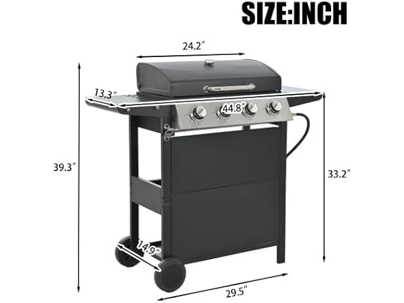 4-Burner Propane Barbecue Gas Grill