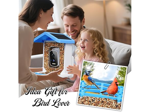 Niuberber Blue Smart Bird Feeder with Camera