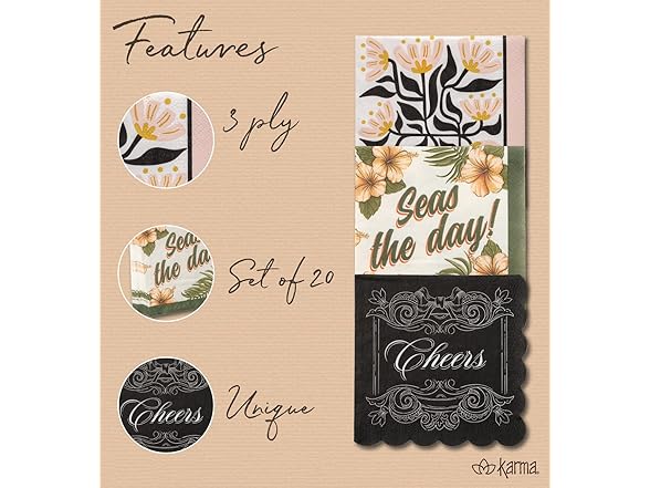 Karma, 20-Count 3-Ply Dinner Size Paper Napkins