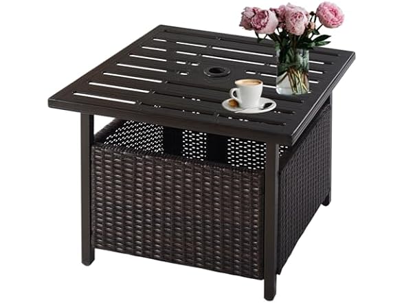GLACER Nightcore Rattan Umbrella Side Table