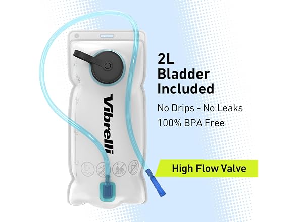Vibrelli 2L Hydration Water Bladder, Black
