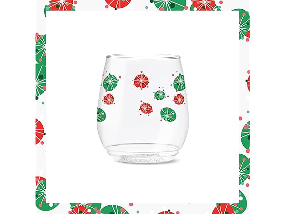 TOSSWARE POP 14oz Vino Retro Festive Pattern Series, SET OF 6