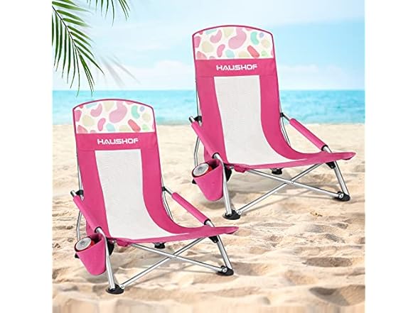 HAUSHOF 2-Pack High Back Beach Chairs
