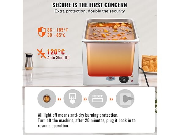 VEVOR Commercial Food Warmer 19QT Bain