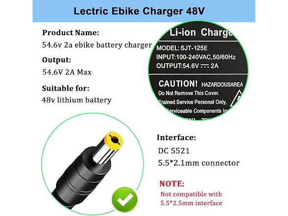 54.6V 2A Charger for 48 Volt Ebike