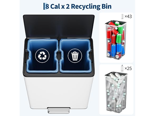 OUTLANE 16 Gal Step-On Recycling Bin