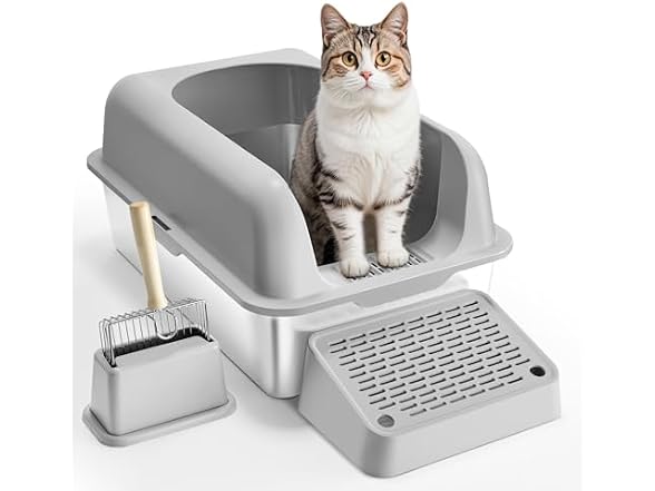 VEVOR Stainless Steel Cat Litter with Lid