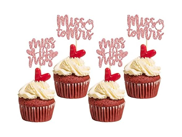 Rose Gold Miss to Mrs Cupcake Toppers