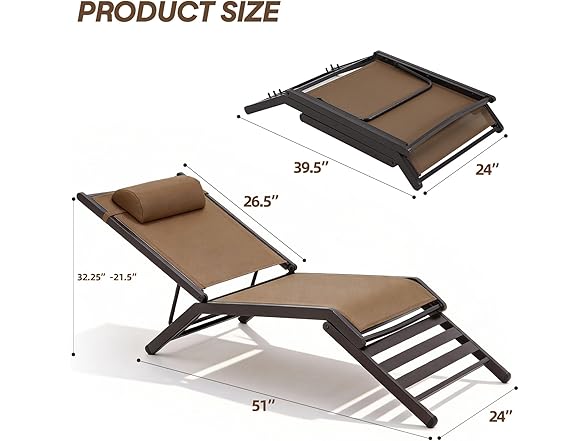 zzwhom Chaise Lounge Outdoor Set of 2